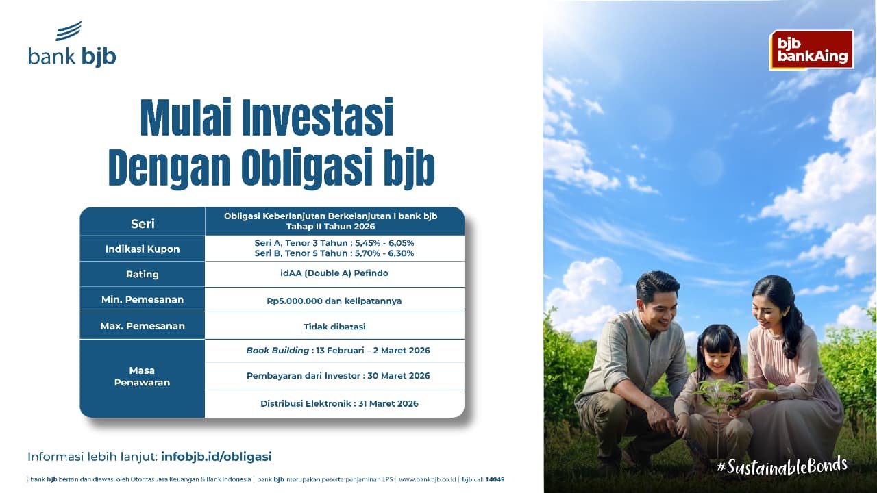 Obligasi bjb Perkuat Pembiayaan Berkelanjutan, bank bjb Rilis Obligasi Keberlanjutan I Tahap II Tahun 2026