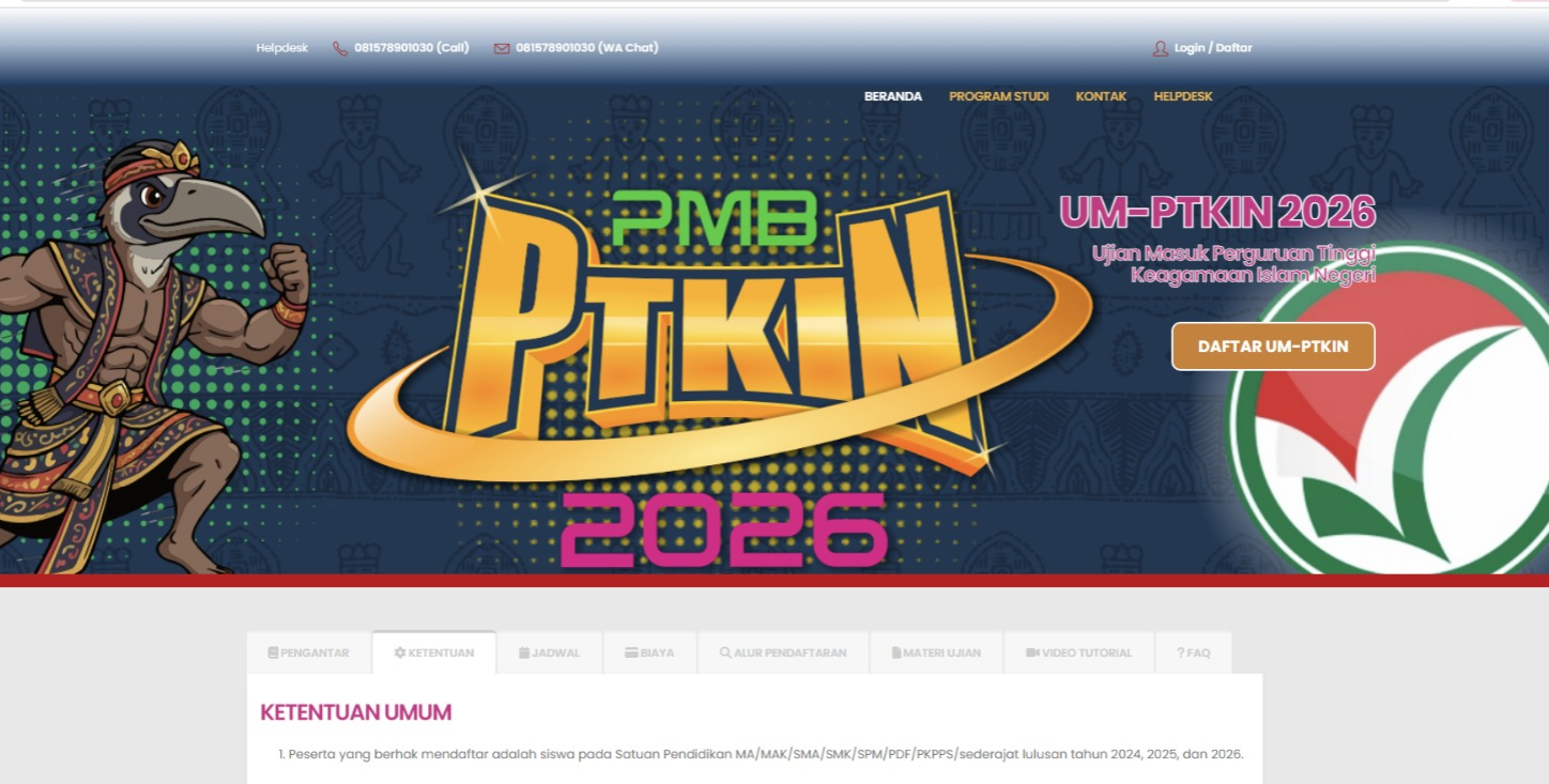 Jadwal pendaftaran UM-PTKIN 2026