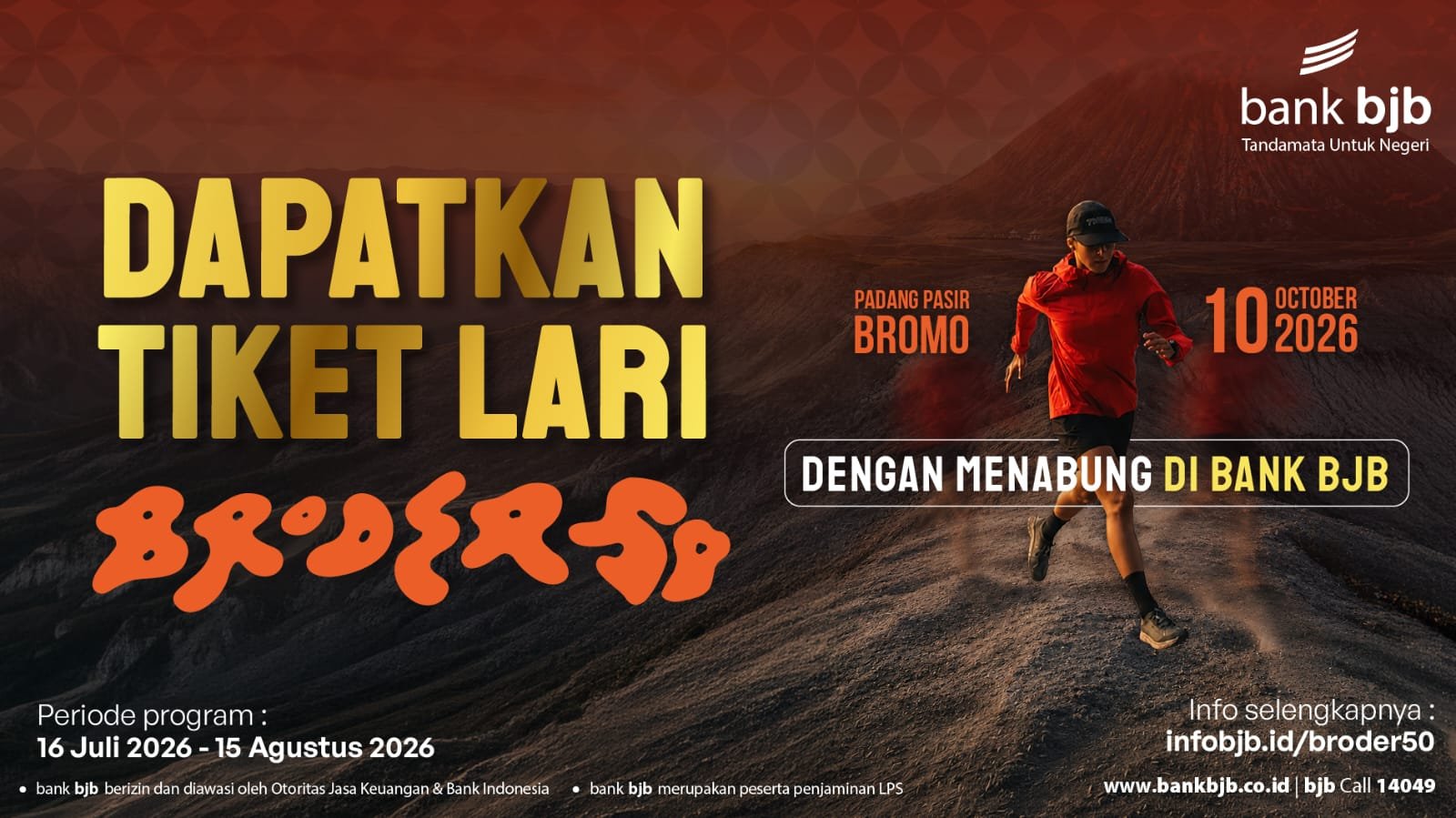 Taklukkan Padang Pasir Bromo, Raih Tiket BRODER50 Cukup dengan Menabung di bank bjb